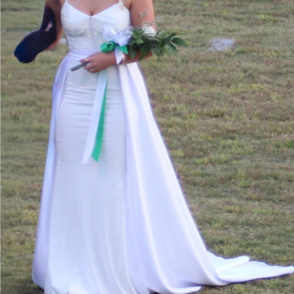 Sherri Hill White Prom Dress with Pearl Accents